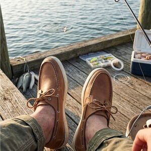 Frye Men's Brown Leather Boat Shoes Sz 10